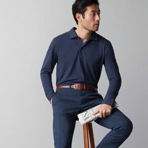 Mack Weldon Raglan Long Sleeves Polo Top 100% Cotton Size Large Men’s Navy